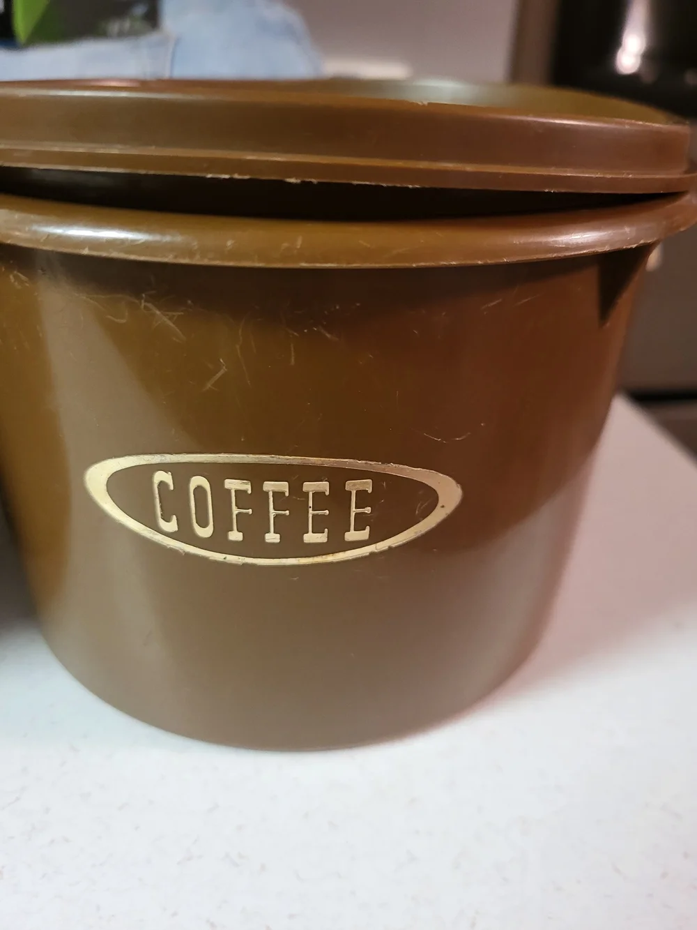 Vintage Tupperware Brown Coffee & Tea Container Set with Brown Lids